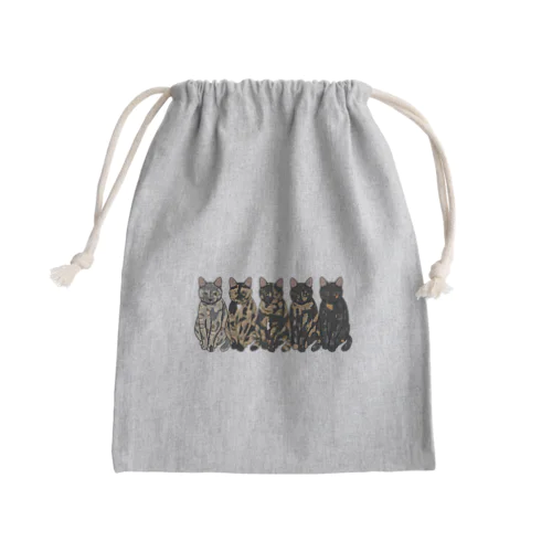 さび猫グラデ Mini Drawstring Bag