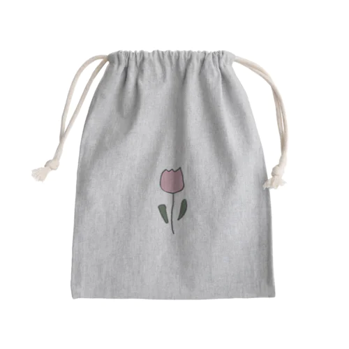 pink tulip Mini Drawstring Bag