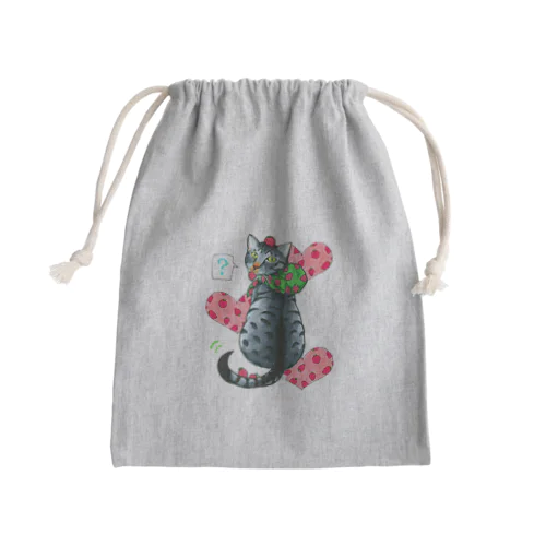 いちご大好きにゃんこ Mini Drawstring Bag