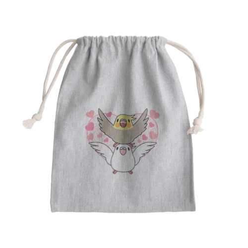 ラブリーオカメインコ【まめるりはことり】 Mini Drawstring Bag