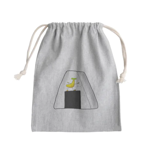 おにぎりに登るバナナ Mini Drawstring Bag