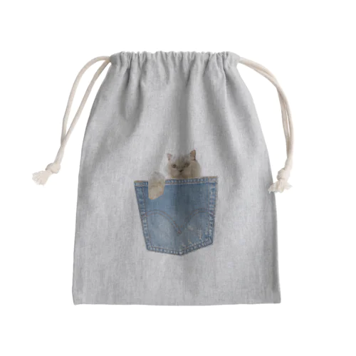 ネコちゃんinポッケ Mini Drawstring Bag