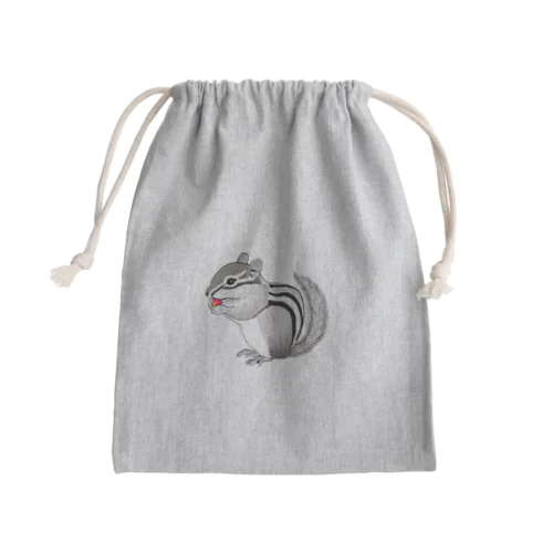 シマリスと赤い実 Mini Drawstring Bag