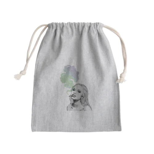 Smoking Girl Mini Drawstring Bag
