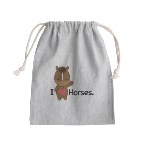 I love horse. Mini Drawstring Bag
