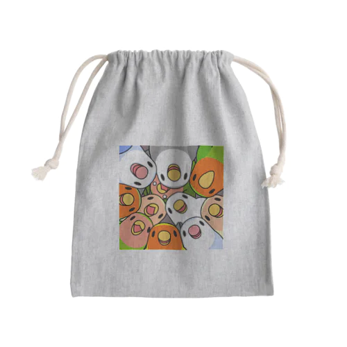 みっちりむっちり過密コザクラインコさん【まめるりはことり】 Mini Drawstring Bag