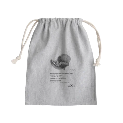 イヌ（パグ）頭骨 Mini Drawstring Bag