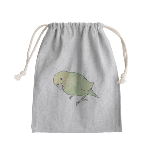 首傾げ　スパングルセキセイインコちゃん【まめるりはことり】 Mini Drawstring Bag