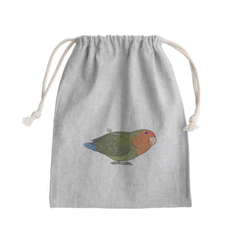 おすましコザクラインコ　きなこちゃん【まめるりはことり】 Mini Drawstring Bag