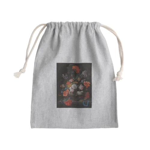 花と時計の静物画 Mini Drawstring Bag