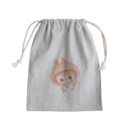 うさぎ帽の三つ編みちゃん Mini Drawstring Bag