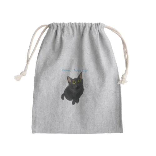 Have a Nice Day黒猫 Mini Drawstring Bag