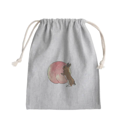 桃とうさぎさん（チェスナット） Mini Drawstring Bag