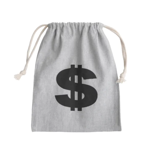 ドル記号（黒） Mini Drawstring Bag