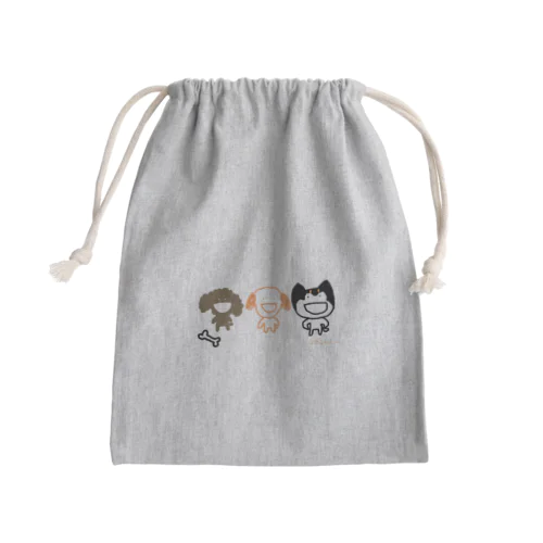 いぬトリオ Mini Drawstring Bag