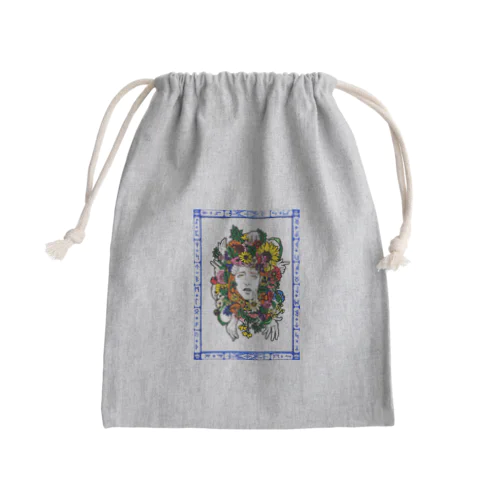 お花に囲まれる人　額有ver Mini Drawstring Bag