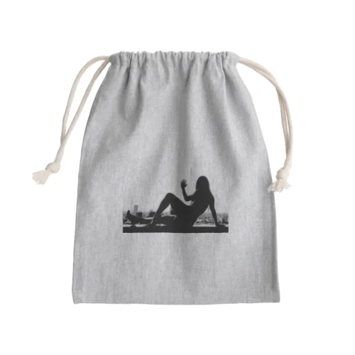 窓際のうの（白黒） Mini Drawstring Bag