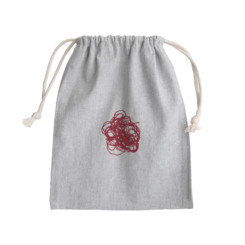 もじゃもじゃ／赤 Mini Drawstring Bag