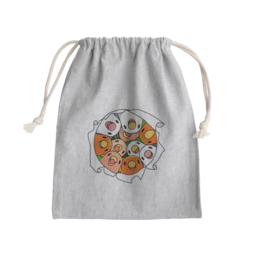 三密です！むちむちコザクラインコさん【まめるりはことり】 Mini Drawstring Bag