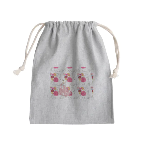 ドレスの女性と花 Mini Drawstring Bag