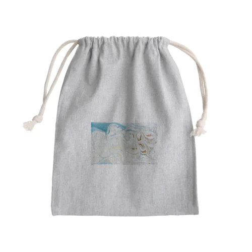 マーブル 大理石 青 ブルー Mini Drawstring Bag