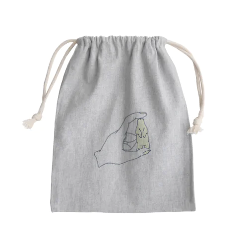 白熊と挟む手 Mini Drawstring Bag