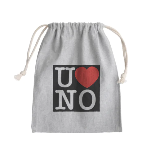 I LOVE UNO（白文字） Mini Drawstring Bag