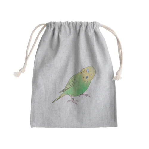 首傾げセキセイインコ　ピーちゃん【まめるりはことり】 Mini Drawstring Bag