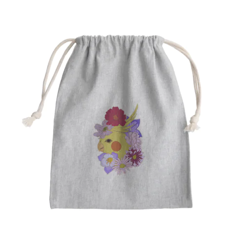 インコと花 Mini Drawstring Bag