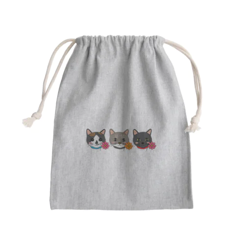 コスモスを付けている猫【かりん＆まろん＆じげん】 Mini Drawstring Bag