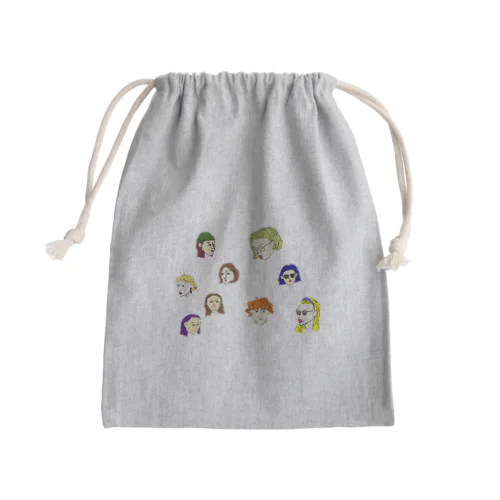 faces Mini Drawstring Bag