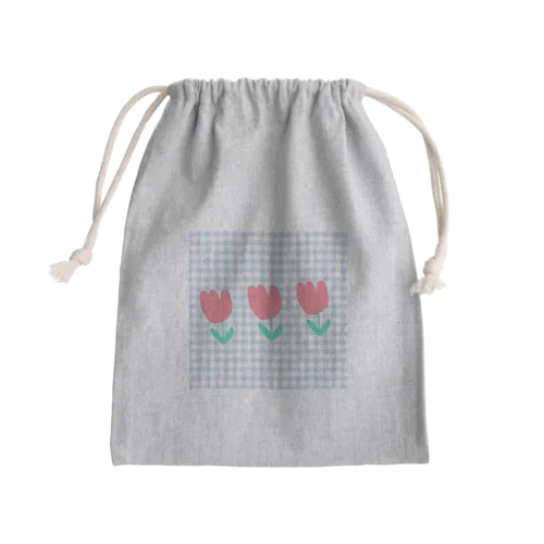 赤と水色 チューリップ Mini Drawstring Bag