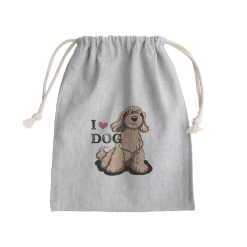 I LOVE DOG茶色のイケワン Mini Drawstring Bag