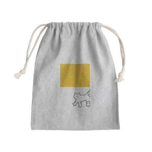 ねことはんぶんきいろ Mini Drawstring Bag