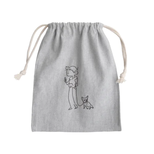 Dog-walking細 Mini Drawstring Bag