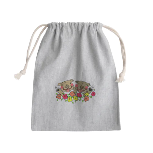 陽気なピットブル兄妹ダディ・ソフィー Mini Drawstring Bag