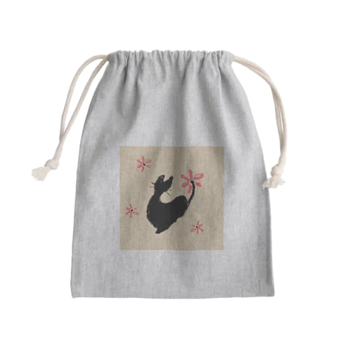 くろねことはな～はなはなバージョン Mini Drawstring Bag