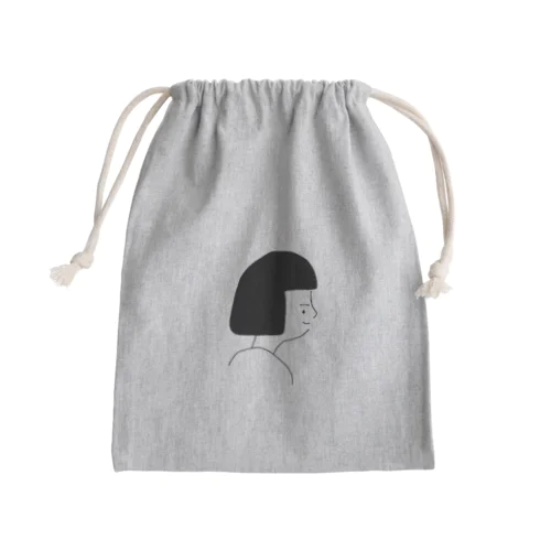 女の子の横顔巾着 Mini Drawstring Bag