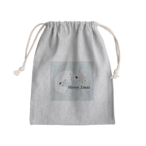 白北極クマちゃん【Xmas】 Mini Drawstring Bag