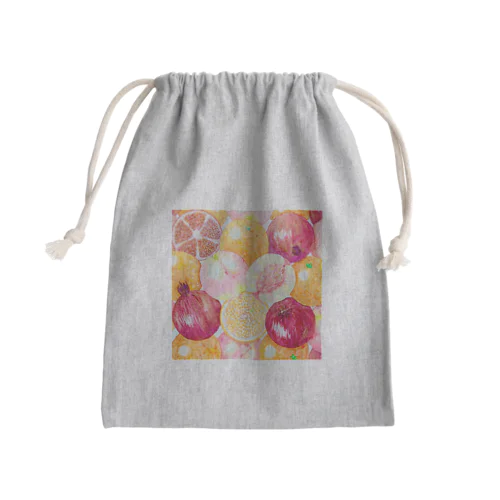 幸運を呼ぶスピリチュアルフルーツ☆「三柑の実」スクエアタイプ Mini Drawstring Bag