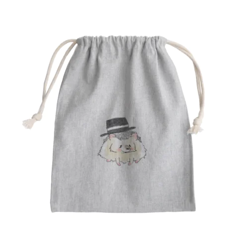 オリジナル　ハリネズミのソフィー、ハットをかぶる。 Mini Drawstring Bag