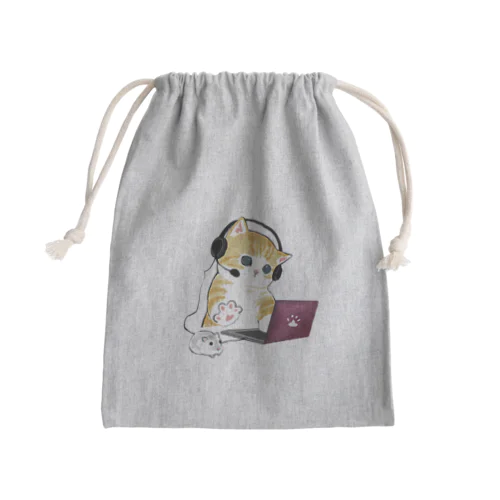 在宅勤務のプロ、その名は猫。 Mini Drawstring Bag