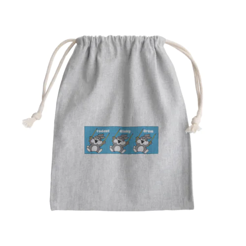 rodent dinky drum ドラムステックで遊びたいウサギ Mini Drawstring Bag