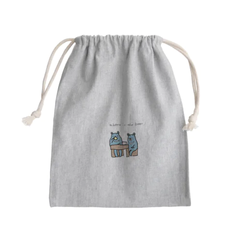 青いくま Mini Drawstring Bag