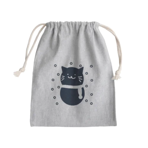 ブルーブラック猫ゆきだるま Mini Drawstring Bag