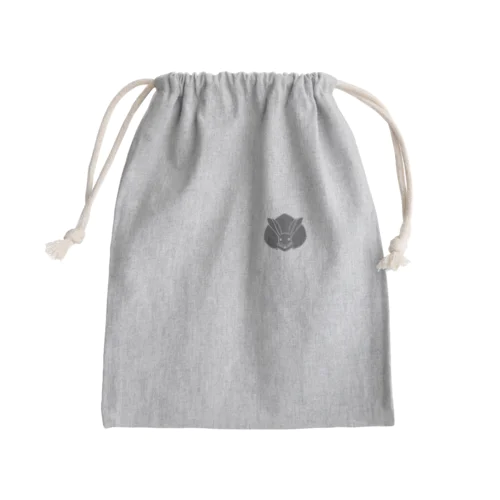 家紋　真向き兎（ワンポイント　グレー） Mini Drawstring Bag