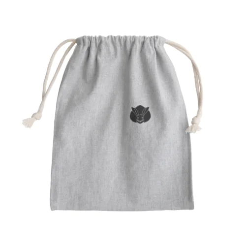 家紋　真向き兎（ワンポイント　黒） Mini Drawstring Bag