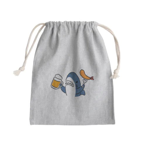 ビールとエビフライとサメ　色付き文字無しVer. Mini Drawstring Bag