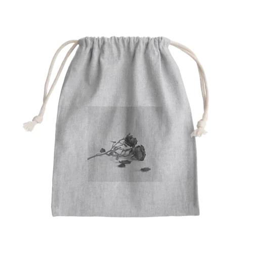 Black Rose Mini Drawstring Bag