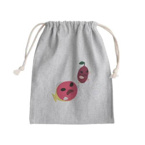 バイカラードッティバックから逃げるさつまいも Mini Drawstring Bag